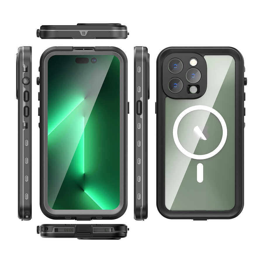 Apple iPhone 14 Pro Max Kılıf 1-1 Su Geçirmez Kılıf Siyah