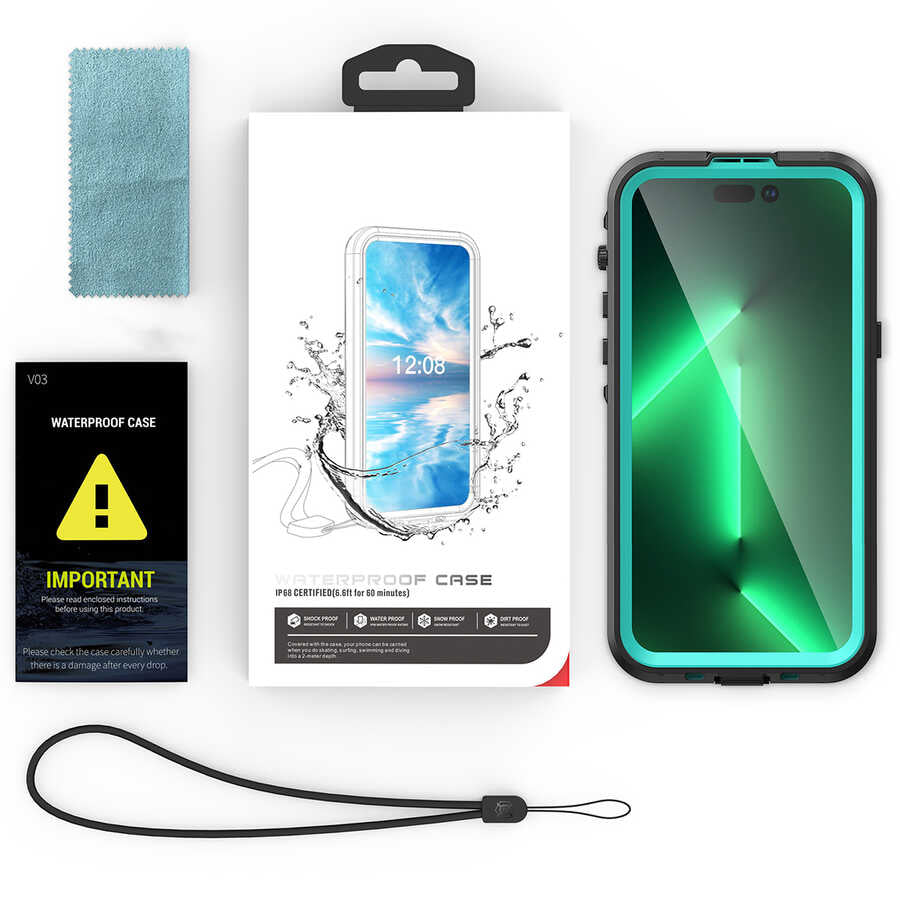Apple iPhone 14 Pro Max Kılıf 1-1 Su Geçirmez Kılıf Siyah