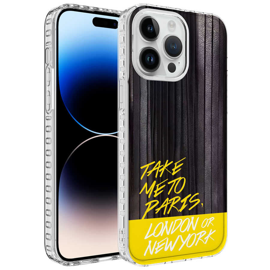 Apple iPhone 14 Pro Max Kılıf Airbag Kenarlı Renkli Desenli Silikon Zore Elegans Kapak NO3