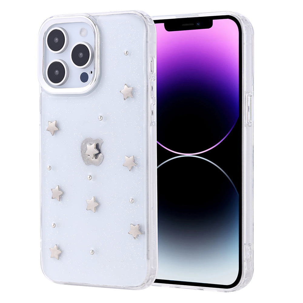 Apple iPhone 14 Pro Max Kılıf Airbag Tasarımlı Simli Şeffaf Zore Kutup Kapak Kiraz