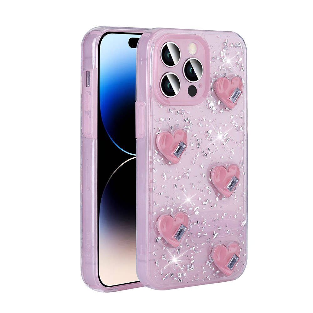 Apple iPhone 14 Pro Max Kılıf Airbagli Simli Arka Yüzey Zore Işıltı Silikon Kapak Lila