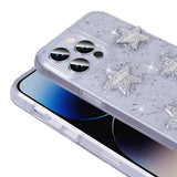 Apple iPhone 14 Pro Max Kılıf Airbagli Simli Arka Yüzey Zore Işıltı Silikon Kapak Beyaz-Kalp