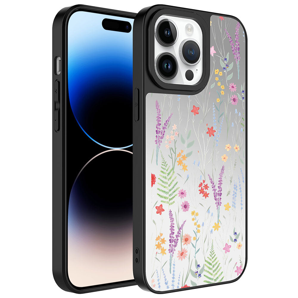 Apple iPhone 14 Pro Max Kılıf Aynalı Desenli Kamera Korumalı Parlak Zore Mirror Kapak Dallar