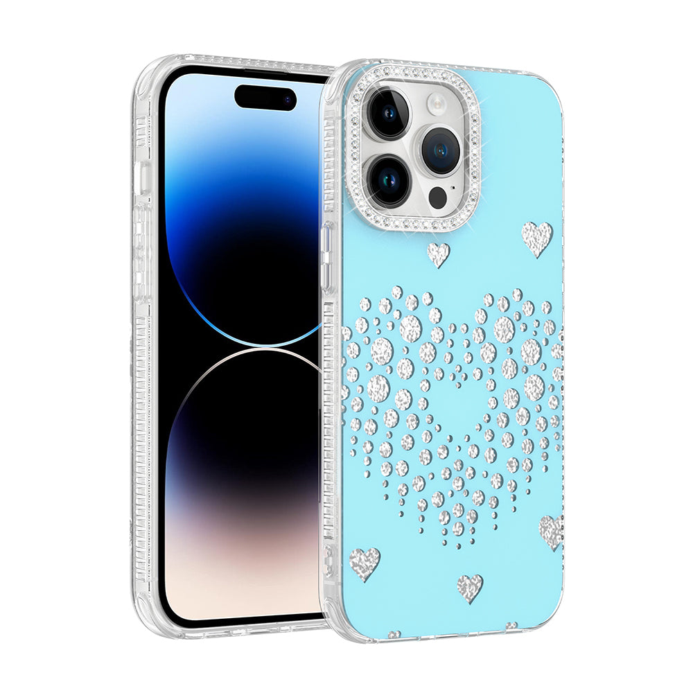 Apple iPhone 14 Pro Max Kılıf Damla Taşlı Zore Rivas Sert PC Kapak Mavi
