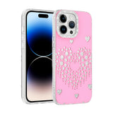 Apple iPhone 14 Pro Max Kılıf Damla Taşlı Zore Rivas Sert PC Kapak Pembe