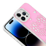 Apple iPhone 14 Pro Max Kılıf Damla Taşlı Zore Rivas Sert PC Kapak Pembe