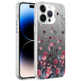 Apple iPhone 14 Pro Max Kılıf Desenli Zore Silver Sert Kapak Çiçek