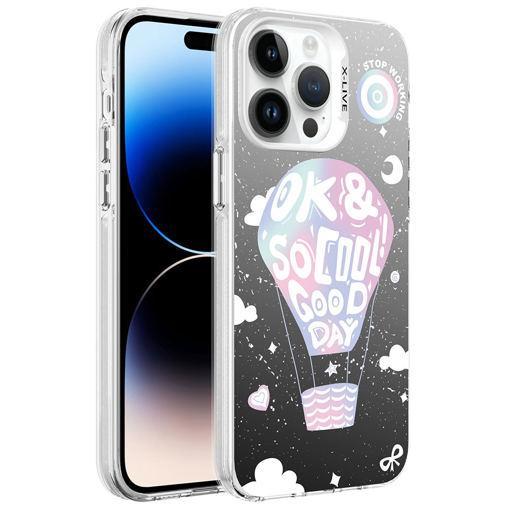 Apple iPhone 14 Pro Max Kılıf Desenli Zore Silver Sert Kapak Balon