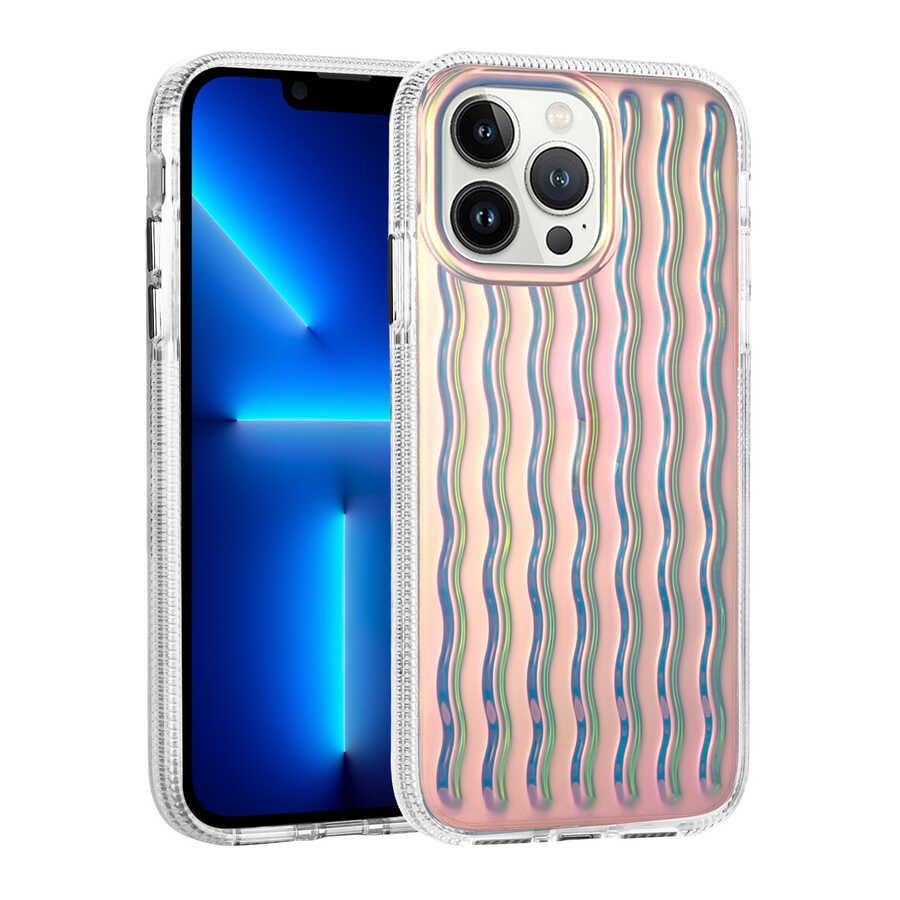 Apple iPhone 14 Pro Max Kılıf Kabartmalı Dalga Tasarımlı Silikon Zore İsmira Kapak NO9