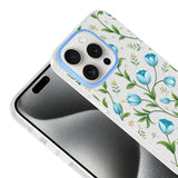 Apple iPhone 14 Pro Max Kılıf Kamera Korumalı Desenli Zore Klip Kapak Mavi Lale