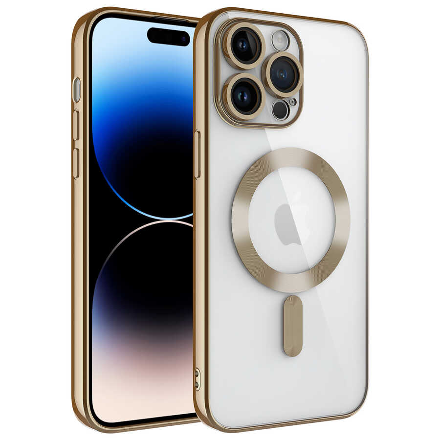 Apple iPhone 14 Pro Max Kılıf Kamera Korumalı M-safe Wireless Şarj Özellikli Zore Demre Kapak Lila