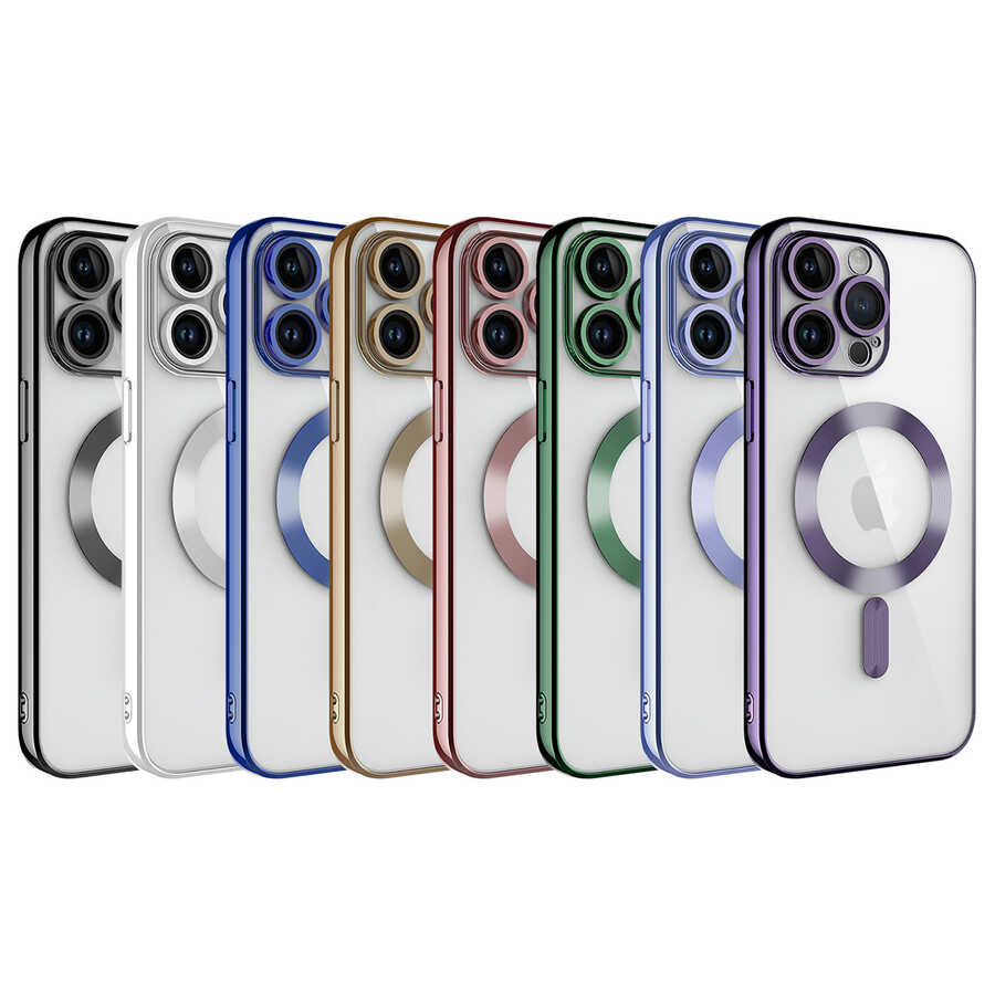 Apple iPhone 14 Pro Max Kılıf Kamera Korumalı M-safe Wireless Şarj Özellikli Zore Demre Kapak Gold