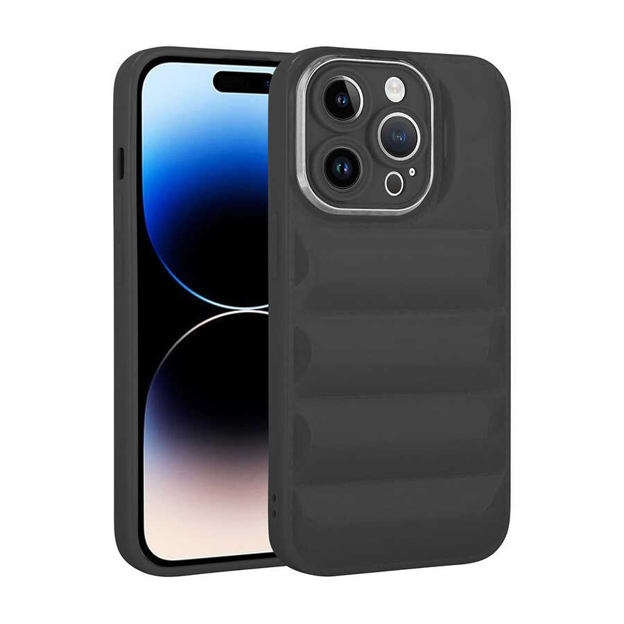 Apple iPhone 14 Pro Max Kılıf Kamera Korumalı Parlak Airbag'li Zore Galya Kapak Siyah