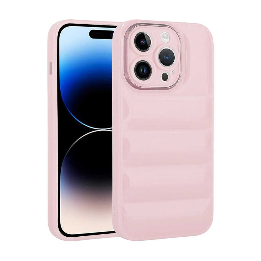 Apple iPhone 14 Pro Max Kılıf Kamera Korumalı Parlak Airbag'li Zore Galya Kapak Pembe