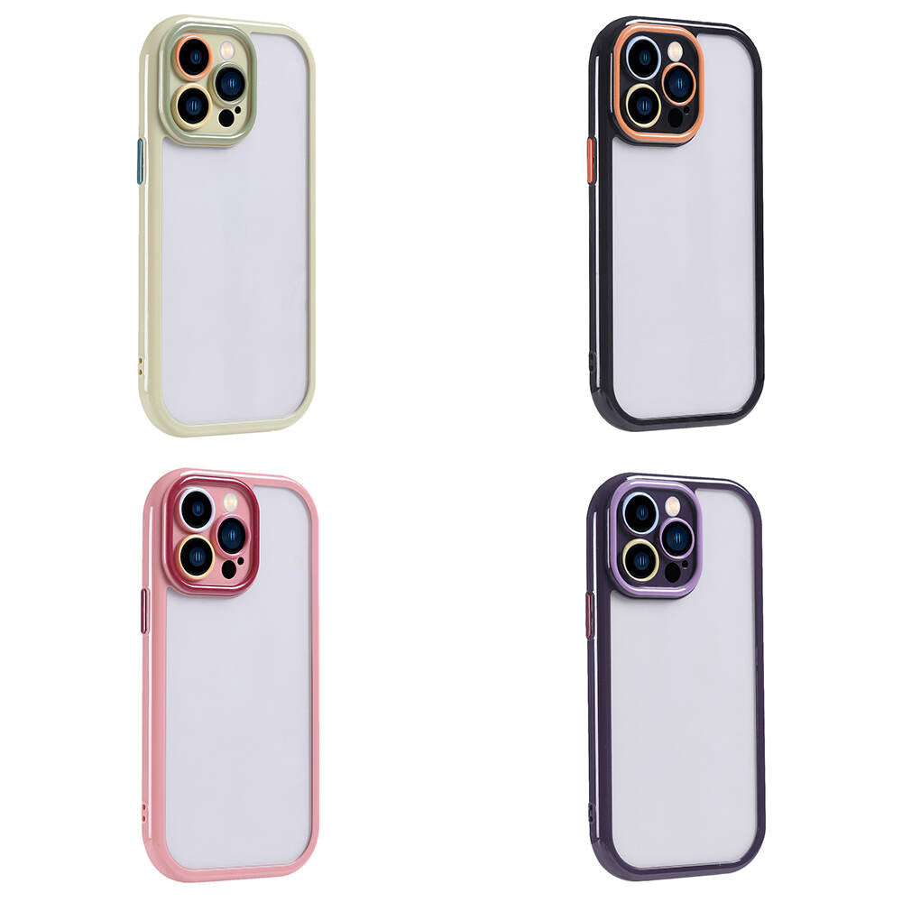 Apple iPhone 14 Pro Max Kılıf Kamera Korumalı Renkli Kenar ve Çerçeve Tasarımlı Zore Vitamin Kapak Siyah