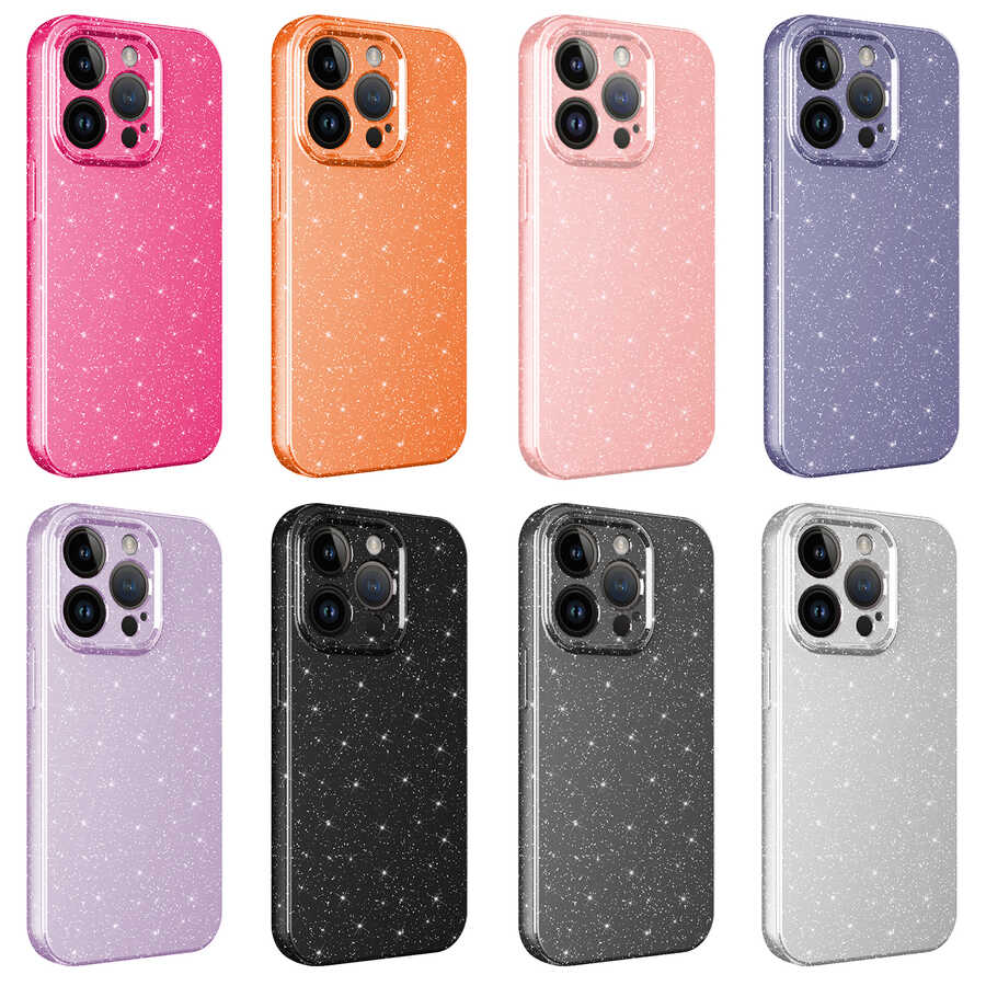 Apple iPhone 14 Pro Max Kılıf Kamera Korumalı Simli Lüks Zore Koton Kapak Gri
