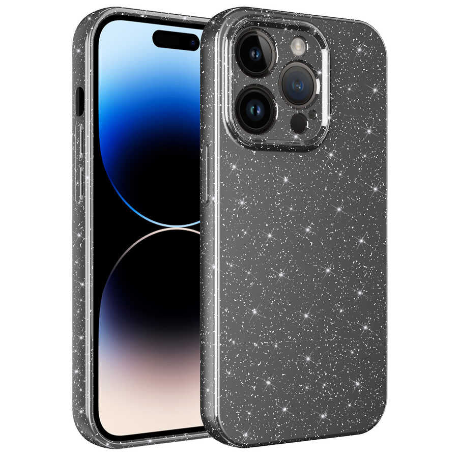Apple iPhone 14 Pro Max Kılıf Kamera Korumalı Simli Lüks Zore Koton Kapak Lila