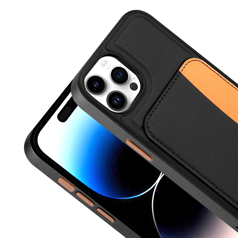 Apple iPhone 14 Pro Max Kılıf Kartlıklı Zore X-Kart Silikon Kapak Kahverengi