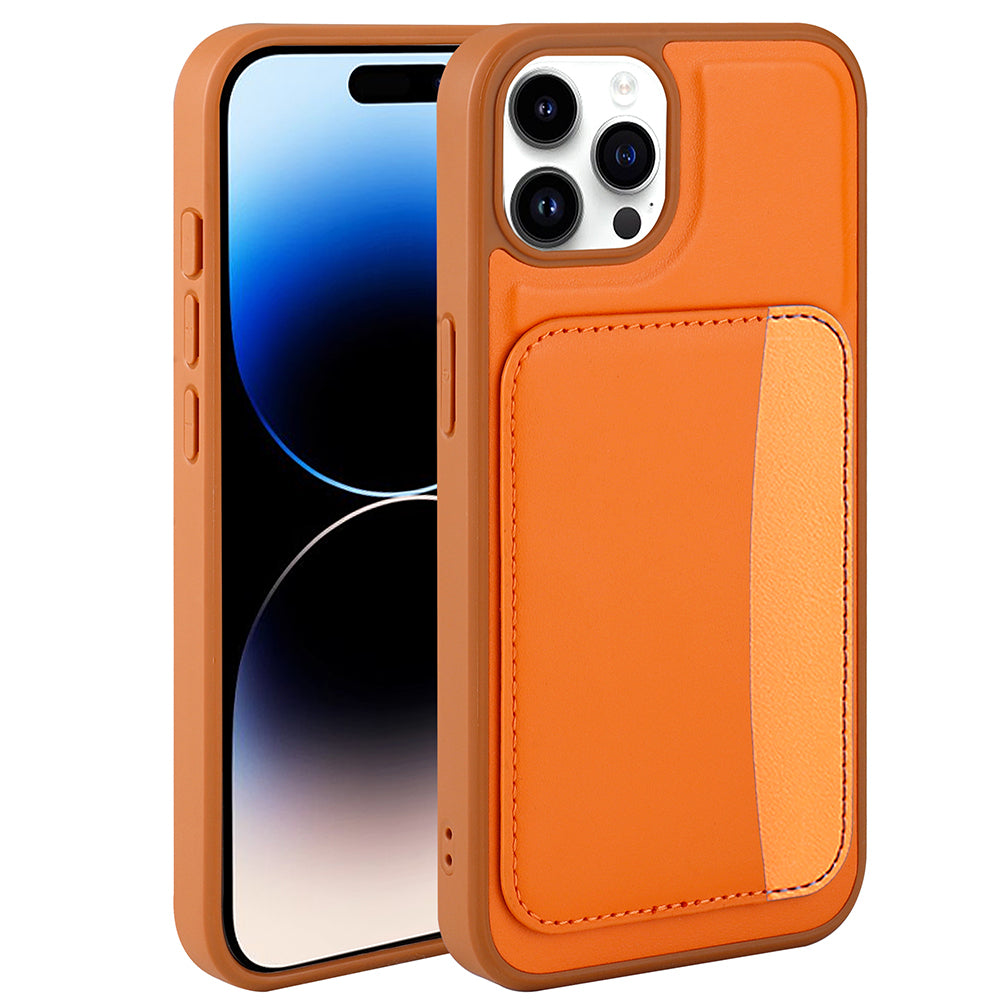 Apple iPhone 14 Pro Max Kılıf Kartlıklı Zore X-Kart Silikon Kapak Turuncu