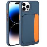 Apple iPhone 14 Pro Max Kılıf Kartlıklı Zore X-Kart Silikon Kapak Lacivert