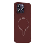 Apple iPhone 14 Pro Max Kılıf M-Safe Şarj Özellikli Kamera Korumalı Zore Elio Sert PC Kapak Bordo