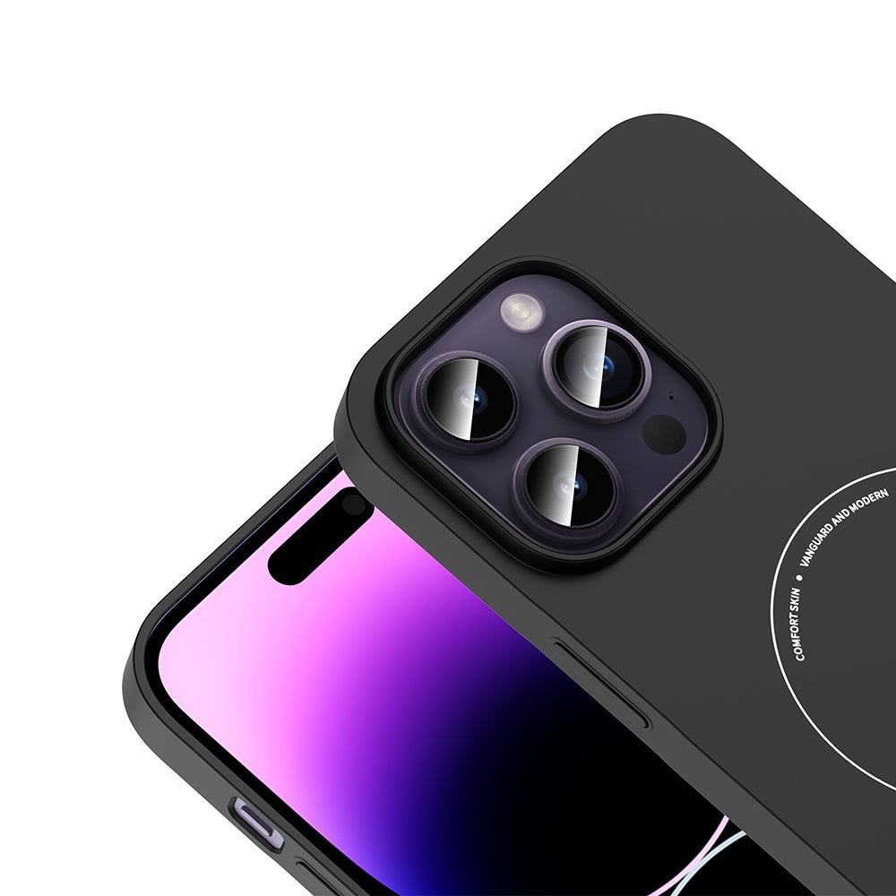 Apple iPhone 14 Pro Max Kılıf M-Safe Şarj Özellikli Kamera Korumalı Zore Elio Sert PC Kapak Siyah