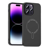 Apple iPhone 14 Pro Max Kılıf M-Safe Şarj Özellikli Kamera Korumalı Zore Elio Sert PC Kapak Siyah