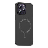 Apple iPhone 14 Pro Max Kılıf M-Safe Şarj Özellikli Kamera Korumalı Zore Elio Sert PC Kapak Siyah