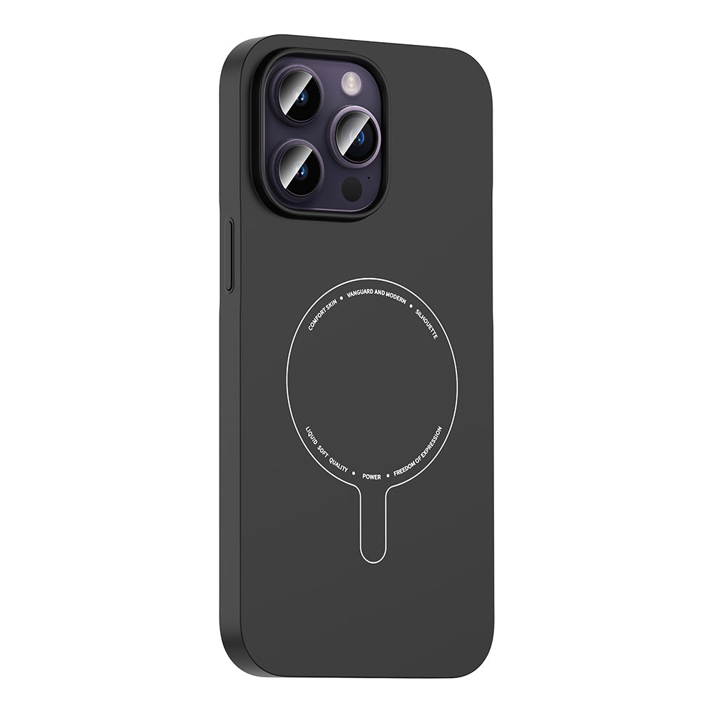 Apple iPhone 14 Pro Max Kılıf M-Safe Şarj Özellikli Kamera Korumalı Zore Elio Sert PC Kapak Siyah