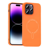 Apple iPhone 14 Pro Max Kılıf M-Safe Şarj Özellikli Kamera Korumalı Zore Elio Sert PC Kapak Turuncu