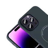 Apple iPhone 14 Pro Max Kılıf M-Safe Şarj Özellikli Kamera Korumalı Zore Elio Sert PC Kapak Lacivert