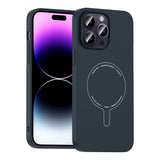Apple iPhone 14 Pro Max Kılıf M-Safe Şarj Özellikli Kamera Korumalı Zore Elio Sert PC Kapak Lacivert