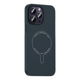 Apple iPhone 14 Pro Max Kılıf M-Safe Şarj Özellikli Kamera Korumalı Zore Elio Sert PC Kapak Lacivert