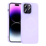 Apple iPhone 14 Pro Max Kılıf M-Safe Şarj Özellikli Kamera Korumalı Zore Elio Sert PC Kapak Lila