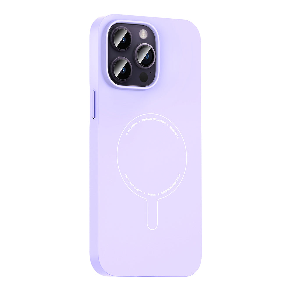 Apple iPhone 14 Pro Max Kılıf M-Safe Şarj Özellikli Kamera Korumalı Zore Elio Sert PC Kapak Lila