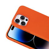 Apple iPhone 14 Pro Max Kılıf M-Safe Şarj Özellikli Kumaş Tasarımlı Zore Miami Sert PC Kapak Turuncu