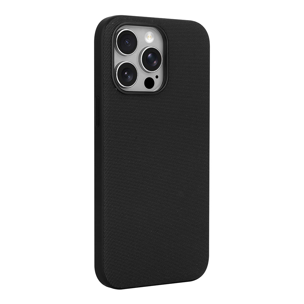 Apple iPhone 14 Pro Max Kılıf M-Safe Şarj Özellikli Kumaş Tasarımlı Miami Sert PC Kapak Siyah