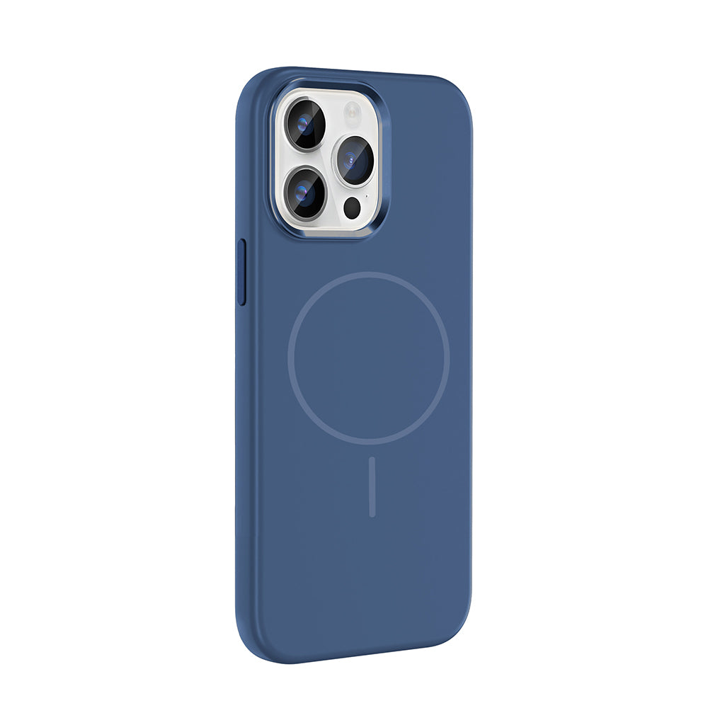 Apple iPhone 14 Pro Max Kılıf M-Safe Şarj Özellikli Metal Kamera Çerçeveli Zore Edi Silikon Kapak Turuncu
