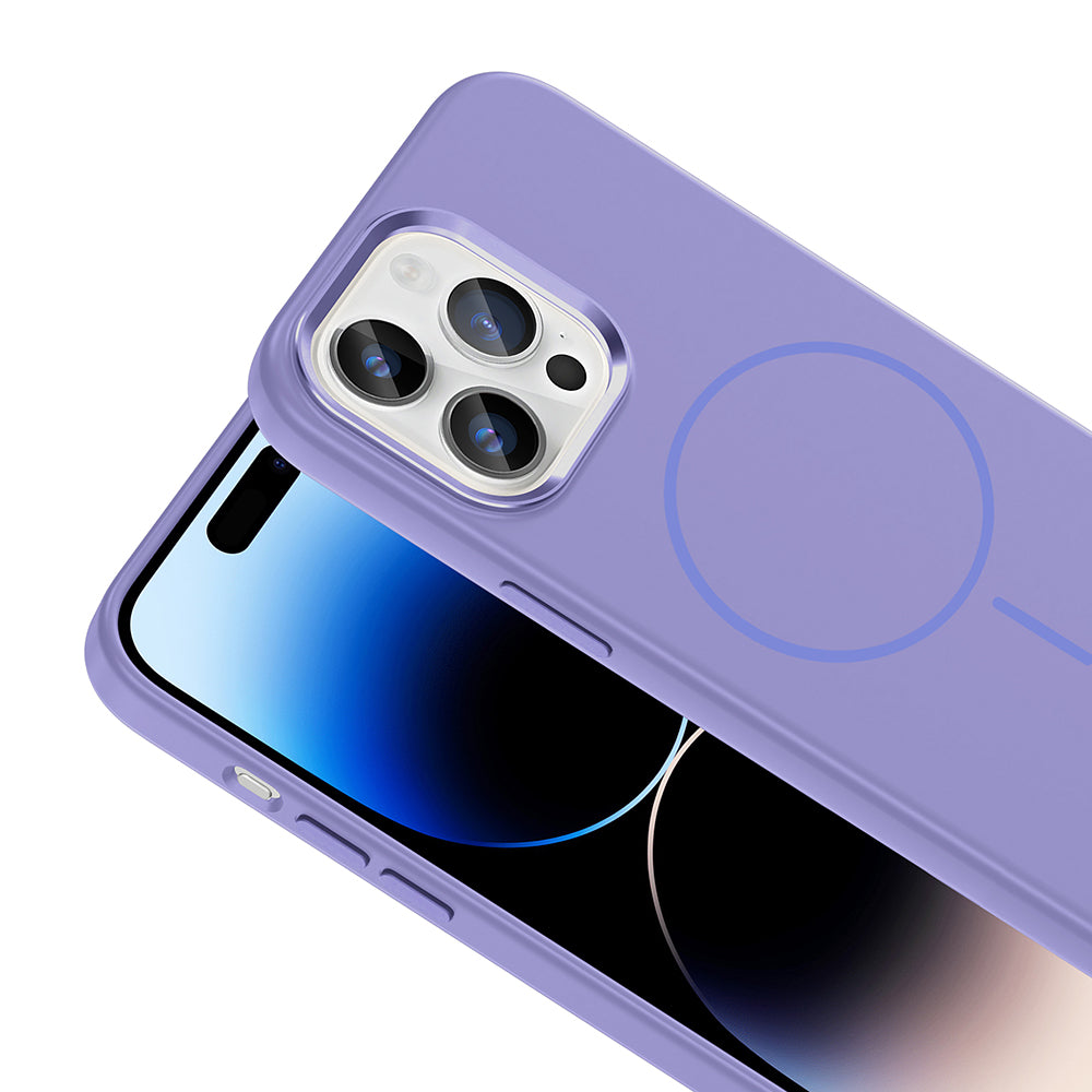 Apple iPhone 14 Pro Max Kılıf M-Safe Şarj Özellikli Metal Kamera Çerçeveli Zore Edi Silikon Kapak Siyah