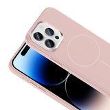 Apple iPhone 14 Pro Max Kılıf M-Safe Şarj Özellikli Metal Kamera Çerçeveli Zore Edi Silikon Kapak Rose Gold