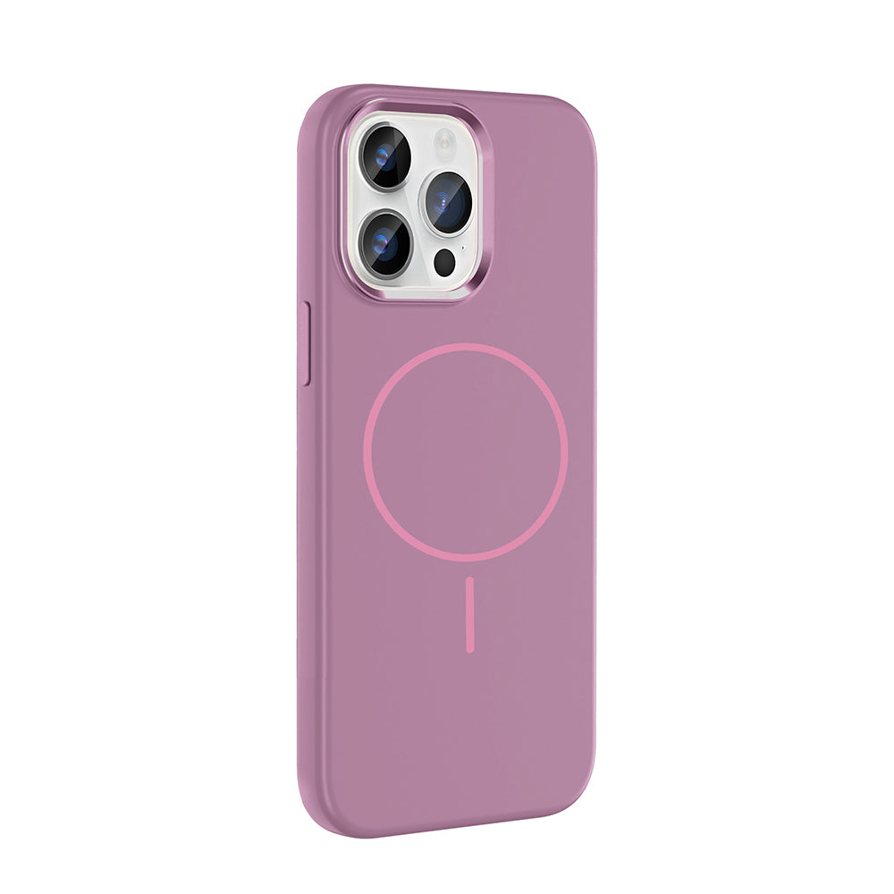 Apple iPhone 14 Pro Max Kılıf M-Safe Şarj Özellikli Metal Kamera Çerçeveli Zore Edi Silikon Kapak Rose Gold