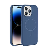 Apple iPhone 14 Pro Max Kılıf M-Safe Şarj Özellikli Metal Kamera Çerçeveli Zore Edi Silikon Kapak Lacivert