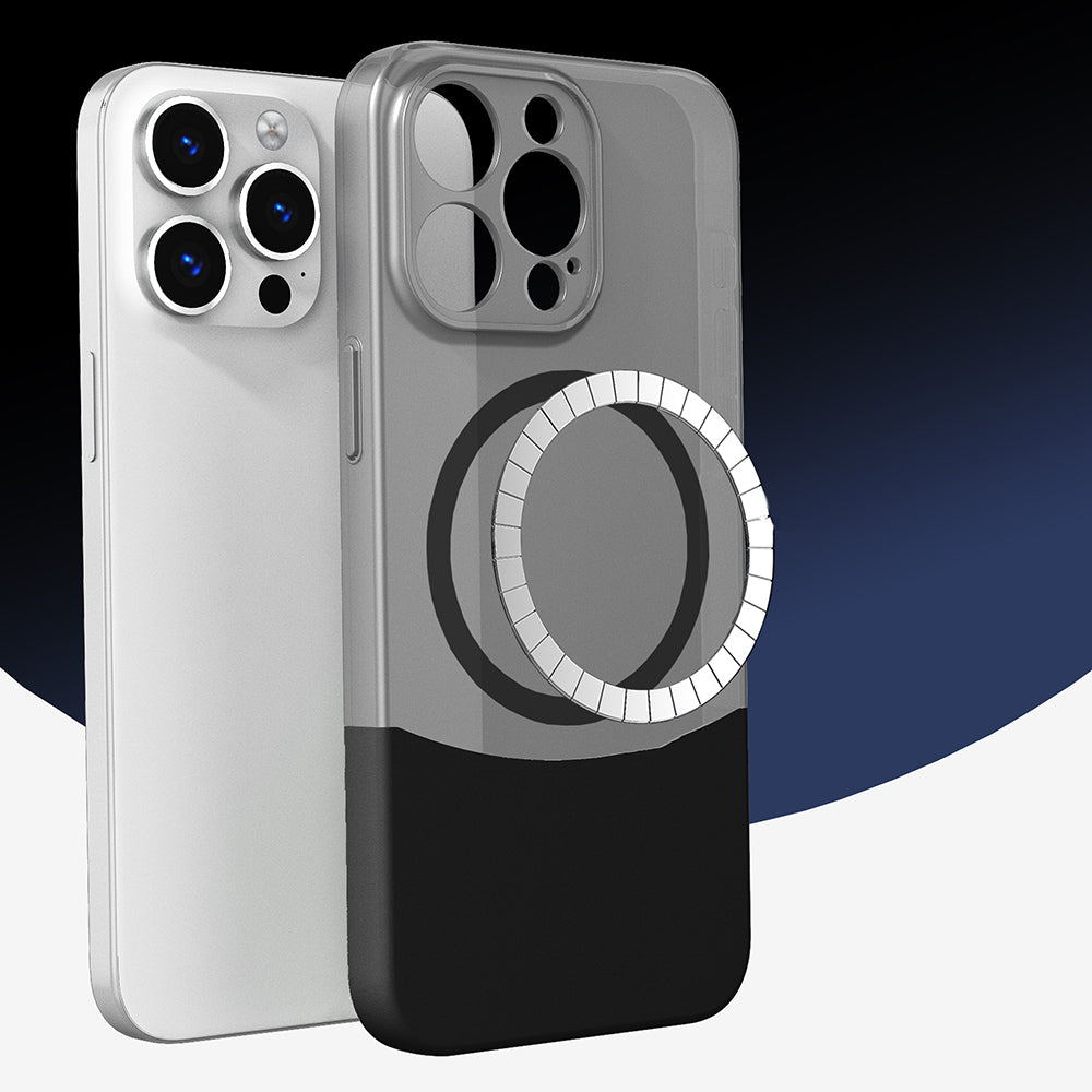 Apple iPhone 14 Pro Max Kılıf M-Safe Şarj Özellikli Mıknatıslı Zore Duble Kapak Gri