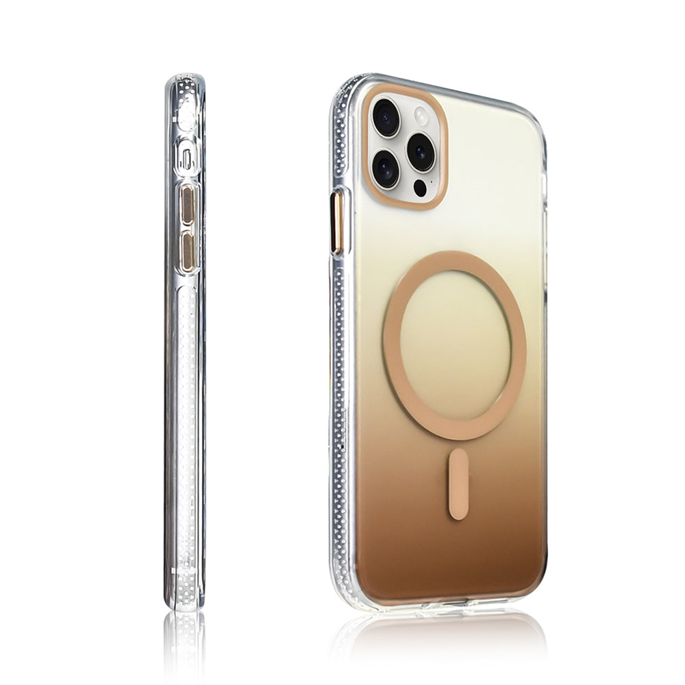 Apple iPhone 14 Pro Max Kılıf M-safe Şarj Özellikli Transparan Renk Geçişli Zore Toros Kapak Mor