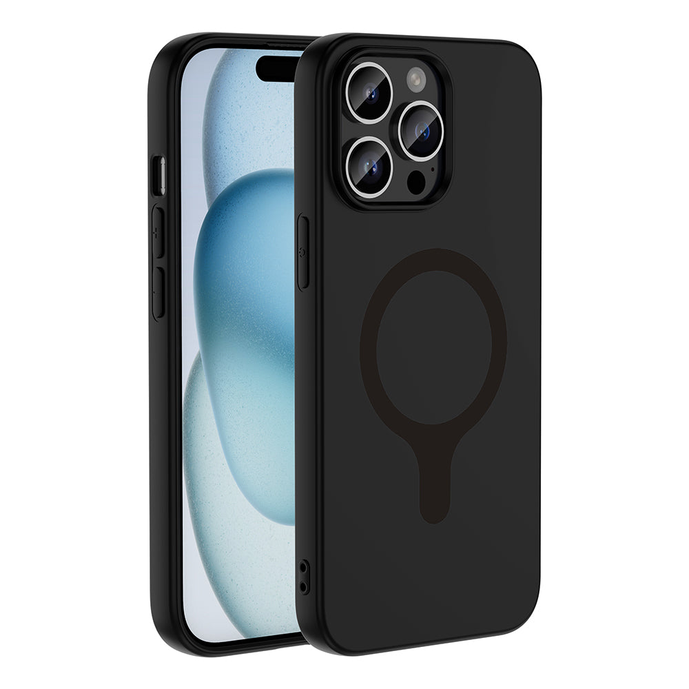 Apple iPhone 14 Pro Max Kılıf M-Safe Şarj Özellikli Zore Aris Silikon Kapak Siyah