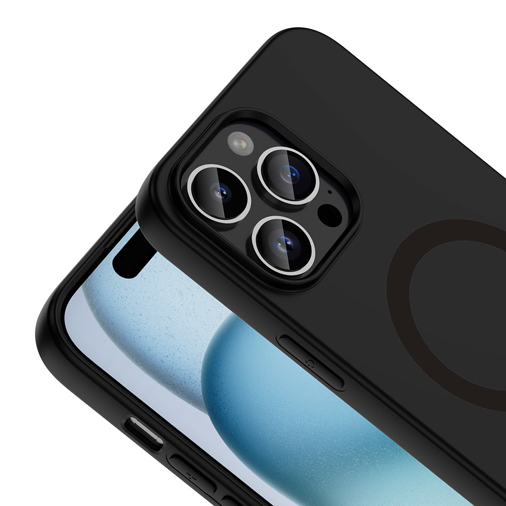 Apple iPhone 14 Pro Max Kılıf M-Safe Şarj Özellikli Zore Aris Silikon Kapak Siyah