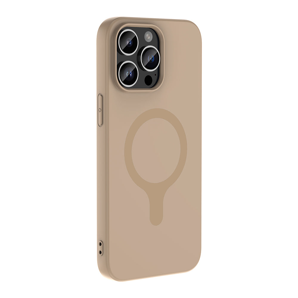Apple iPhone 14 Pro Max Kılıf M-Safe Şarj Özellikli Zore Aris Silikon Kapak Krem