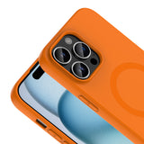 Apple iPhone 14 Pro Max Kılıf M-Safe Şarj Özellikli Zore Aris Silikon Kapak Turuncu