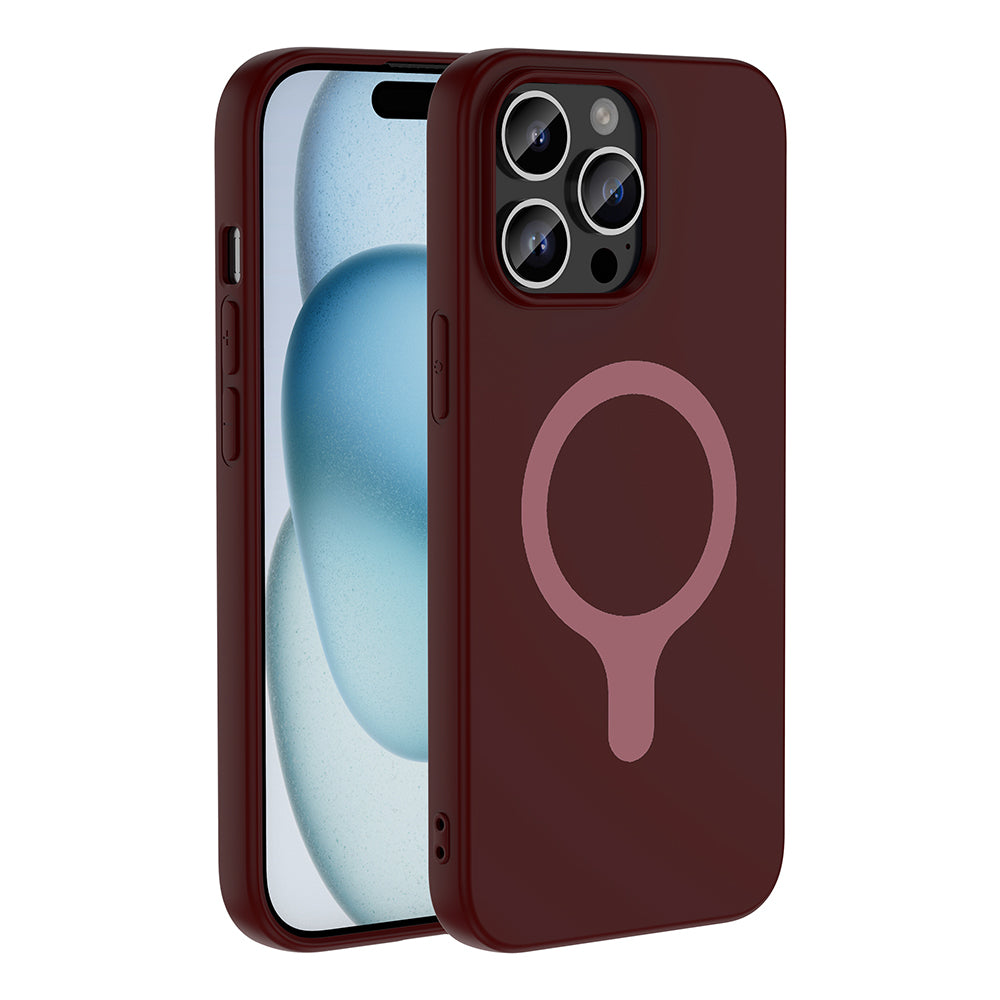 Apple iPhone 14 Pro Max Kılıf M-Safe Şarj Özellikli Zore Aris Silikon Kapak Mürdüm