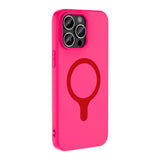 Apple iPhone 14 Pro Max Kılıf M-Safe Şarj Özellikli Zore Aris Silikon Kapak Koyu Pembe